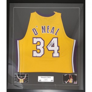 Maillot NBA Shaquille O'neal Los Angeles Lakers signé and authentifié Jaune