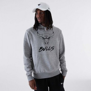 Sweat à Capuche NBA Chicago Bulls New Era Metallic logo Gris