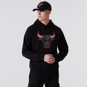 Sweat à Capuche NBA Chicago Bulls New Era Outline logo Noir