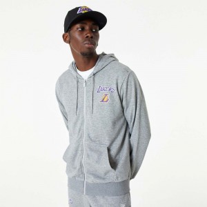 Sweat à Capuche zippé NBA Los Angeles Lakers New Era Essential Gris