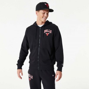 Sweat à Capuche zippé NBA Chicago Bulls New Era Essential Black