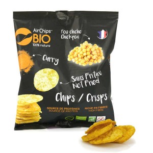 Chips de pois chiche au curry sans friture bio et vegan - Sachet 30g