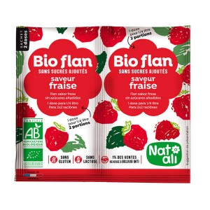 Bio Flan parfum fraise sans sucres ajoutés - Les 2 doses de 4g