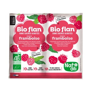 Bio Flan parfum framboise sans sucres ajoutés - Les 2 doses de 4g