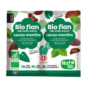 Bio-flan parfum chocolat/menthe sans sucres ajoutés - Les 2 doses de 4g