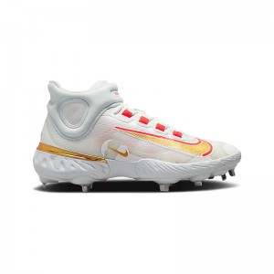 Crampons de Baseball métal Nike Alpha Huarache Elite 4 Mid Playoff Pack Blanc