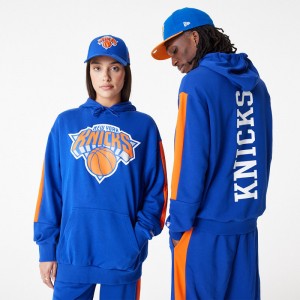 Sweat à Capuche NBA New York Knicks New Era Color Block Oversize Bleu