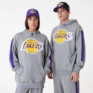 Sweat à Capuche NBA Los Angeles Lakers New Era Color Block Oversize Gris