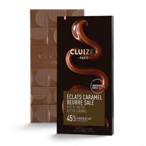 Tablette chocolat grand lait Cluizel 45% et caramel beurre salé - Tablette 100g