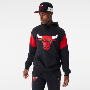 Sweat à Capuche NBA Chicago Bulls New Era Color Block Oversize Noir