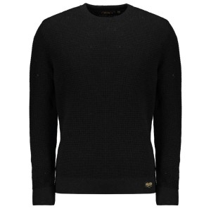 Textured crew knit jumper blk