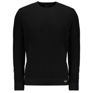 Textured crew knit jumper blk