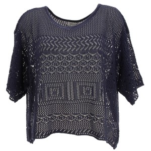 Knitted sweater ladies navy blue