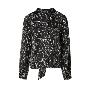 Printed blouse with tie-neck