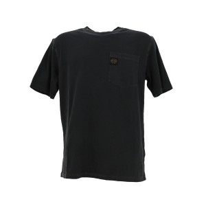 Contrast stitch pocket tee blk