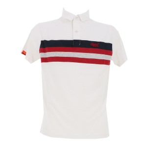 Lightweight stripe jersey polo wht