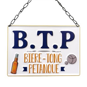 Plaque metal b.t.p. biere tong petanque