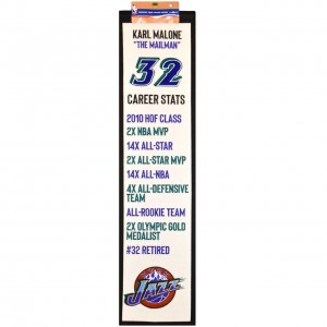 Home & Office Decor Winning Streak Career Achievements Banner Utah Jazz Karl Malone White