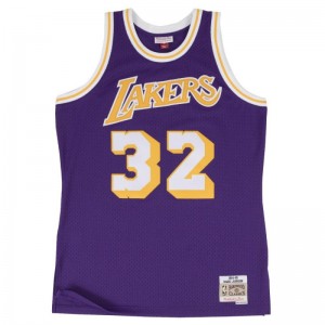 Maillot NBA swingman Magic Johnson Los Angeles Lakers Hardwood Classics Mitchell & Ness violet