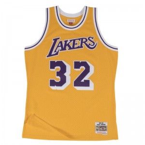 Maillot NBA swingman Magic Johnson Los Angeles Lakers Hardwood Classics Mitchell & Ness jaune