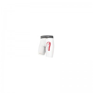 Short de compression avec coquille de Baseball Shock Doctor Bioflex cup pour enfant Short Blanc Coquille Rouge
