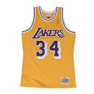 Maillot NBA Shaquille O'Neal Los Angeles Lakers Mitchell & Ness Hardwood Classics jaune