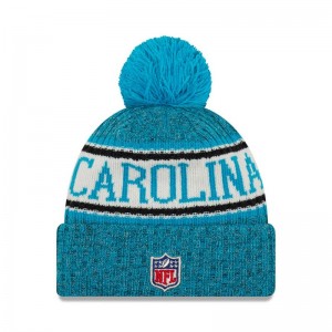 Bonnet NFL Carolina Panthers New Era On Field 2018 à pompon Bleu