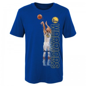 T-shirt Nba Stephen Curry Golden State Warriors Pixel pour enfants Bleu