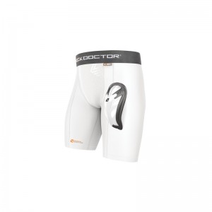 Short de compression avec coquille de Baseball Shock Doctor Bioflex cup pour Adulte Blanc