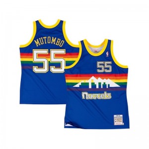 Maillot NBA Dikembe Mutombo Denver Nuggets 1991-92 Mitchell & Ness Hardwood Classic Swingman Bleu