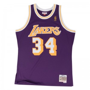 Maillot NBA swingman Shaquille O'Neal Los Angeles Lakers Hardwood Classics Mitchell & Ness violet