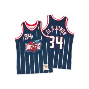 Maillot NBA Hakeem Olajuwon Houston 1996-97 Rockets Mitchell & Ness Hardwood Classic swingman Bleu Marine