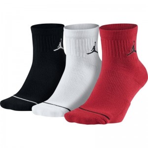 Chaussettes Jordan quarter noir blanche rouge 3 paires