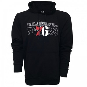 Sweat à Capuche NBA Philapdelphia 76ers New Era Graphic Overlap Hoody Noir pour Homme