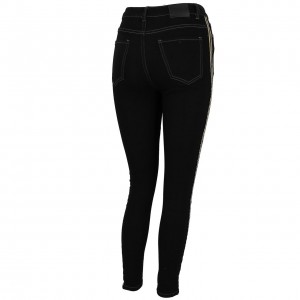 Jeans Mode Femme Slim Waxx Harlem lady noir delave bande