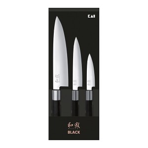 Set 3 couteaux 10 cm,15 cm, 20 cm Wasabi Black Kai