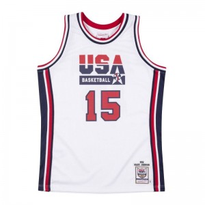 Maillot NBA Magic Johnson Team USA 1992 Mitchell & ness Authentique Blanc