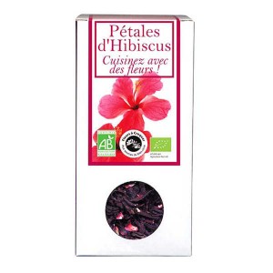 Pétales d'hibiscus comestible bio pour infusion et cuisine - Boîte 80gr