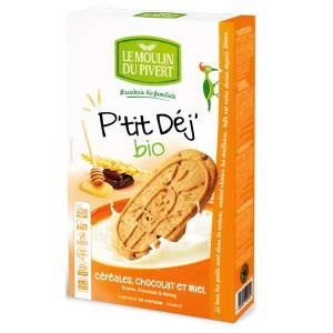 Biscuits P'tit déj' bio Céréales miel et chocolat - Paquet 190g