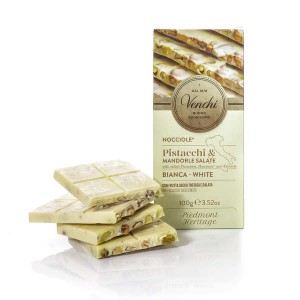 Tablette chocolat blanc pistaches, noisettes et amandes - Venchi - Tablette 100g