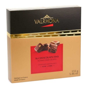 Coffret chocolats fins noir - Valrhona - Coffret 155g - 16 chocolats