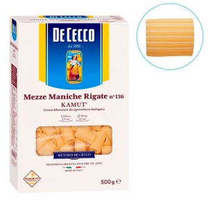 Mezze maniche rigate au kamut® n°136 De Cecco - Boite 500g