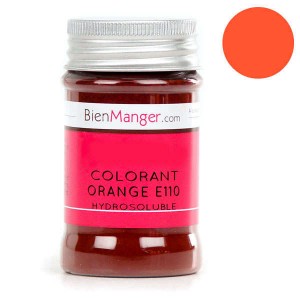 Colorant alimentaire orange E110 - Poudre hydrosoluble - Pot 50g