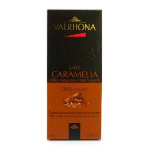 Tablette de chocolat au lait Caramélia 36% et perles craquantes - Valrhona - Tablette 85g