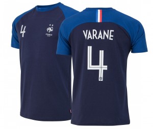 T-shirt France Varane N°4 Bleu Junior 2 etoiles