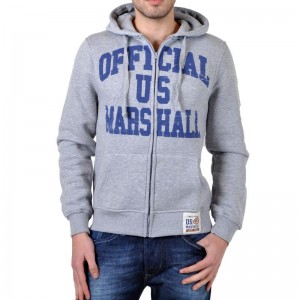 Sweat Capuche Us Marshall Zip Gris Chiné / Marine