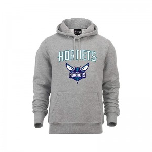 Sweat à Capuche NBA Charlotte Hornets New Era Team logo Gris pour Homme