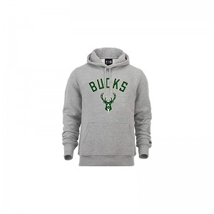 Sweat à Capuche NBA Milwaukee Bucks New Era Team logo Gris