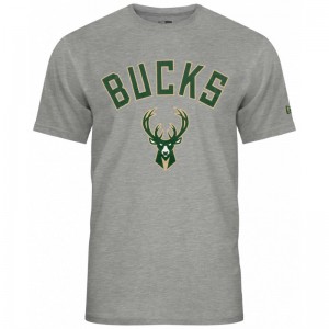 T-Shirt NBA Milwaukee Bucks New Era Team logo Gris