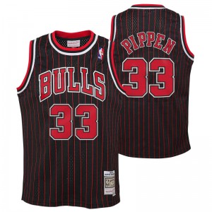 Maillot NBA Scottie Pippen Chicago Bulls 1995 Mitchell & Ness Hardwood Classic rayé Noir Pour enfant